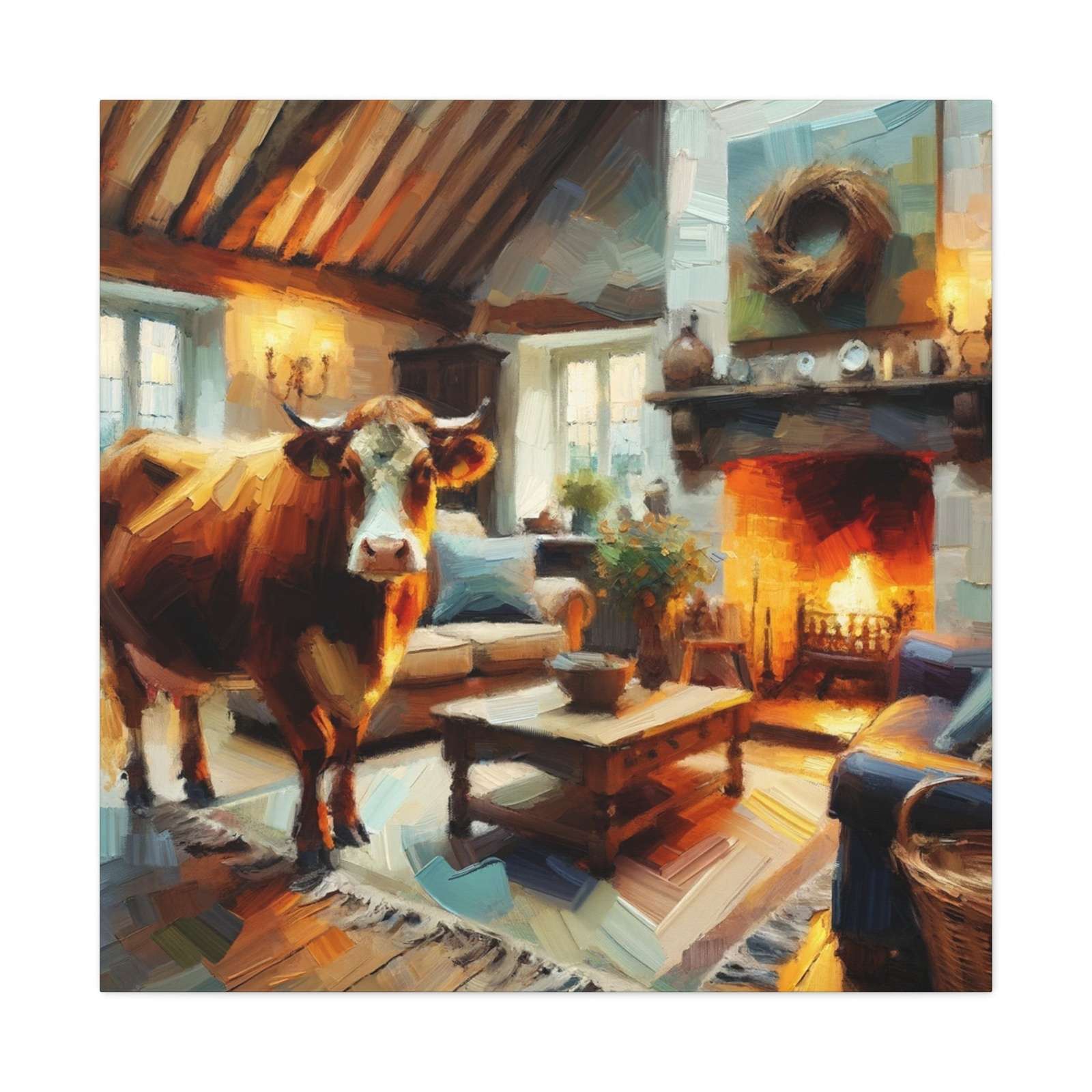 Quiet Night By The Fire - Canvas