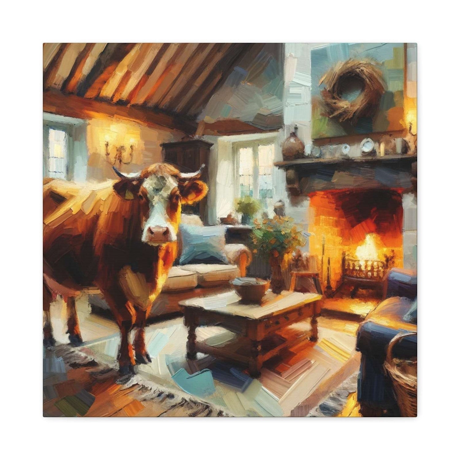 Quiet Night By The Fire - Canvas