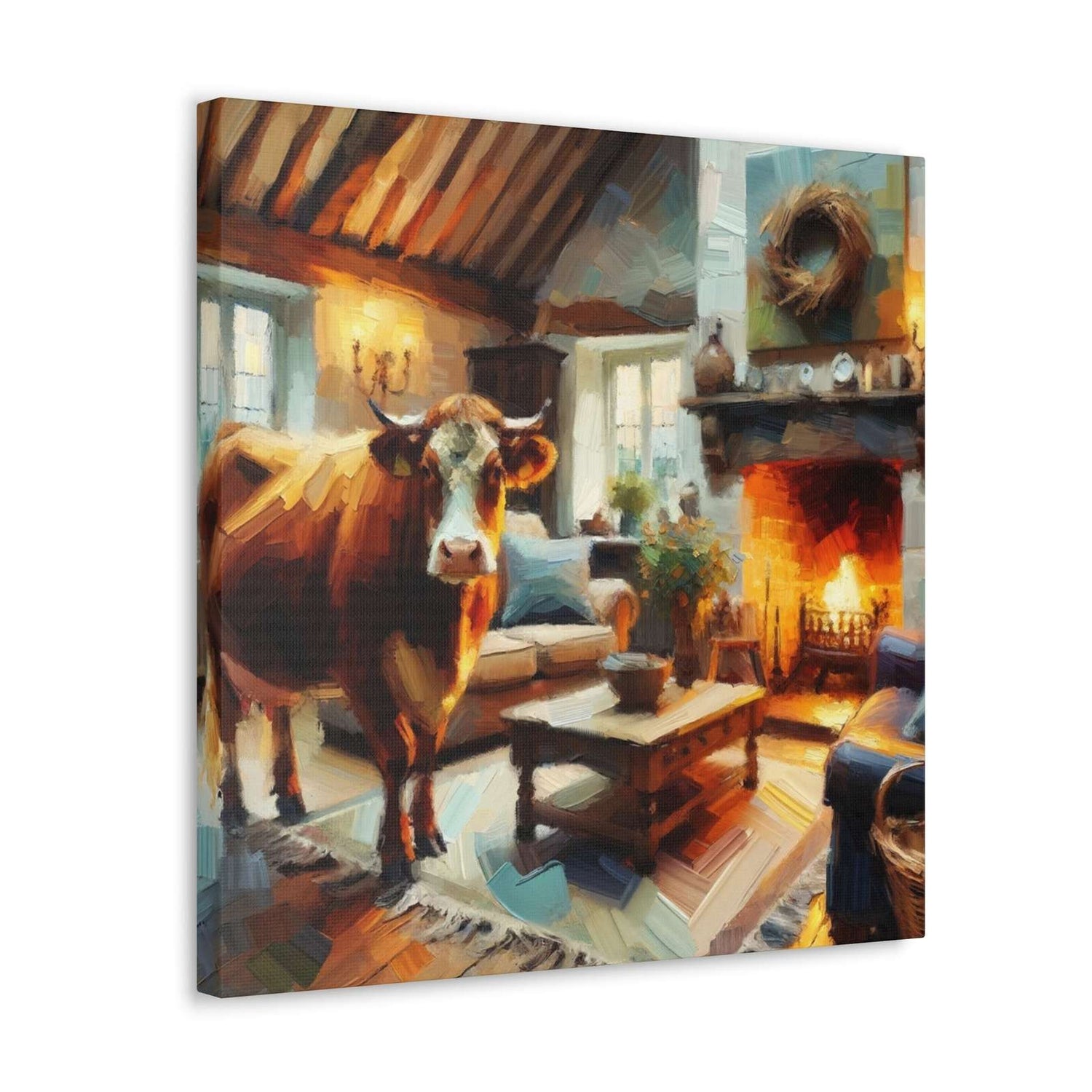 Quiet Night By The Fire - Canvas