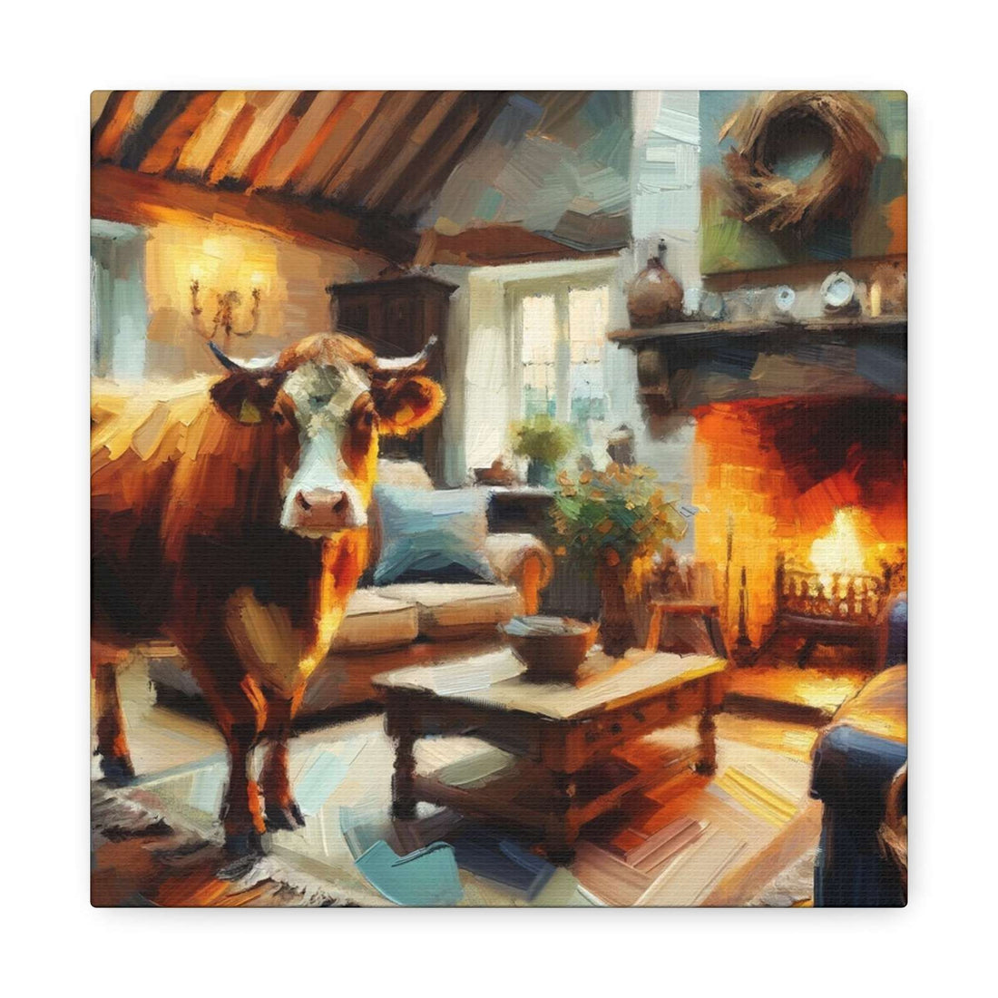 Quiet Night By The Fire - Canvas